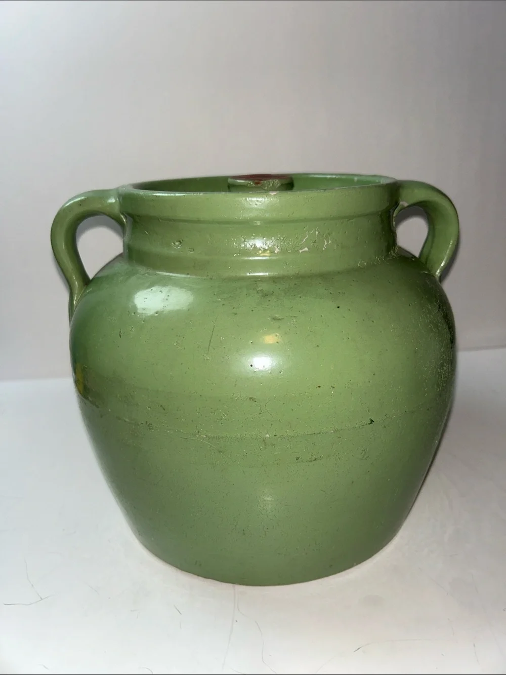1930’s/40’s Hand Painted Unmarked Ransburg Stoneware Cookie Jar or Crock